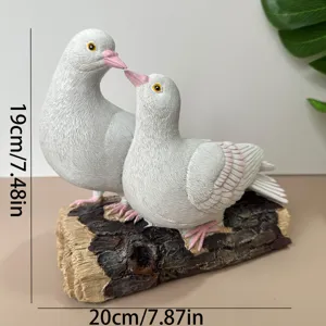 Resin blanche colombe couple figurine ornement sculpture pour jardin maison détail