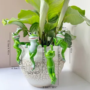 Resin frog plant pot hanging ornament, creative garden decoration detail view, cute animal figurine.