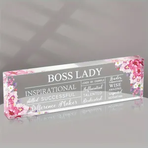Boss Lady Motivational Quote Acrylic Desktop Ornament Office Female Gift Rectangular Clear Plaque Table Decor
