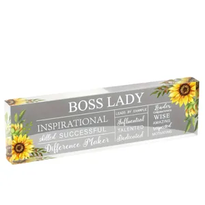 Acrylic Boss Lady desk sign inspirational office plaque sunflower gift decoration for women
