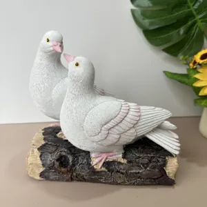Figurine Colombe de Paix en Résine Simulation Oiseau Animal Sculpture Moderne Minimaliste Maison Jardin Cour Ornement