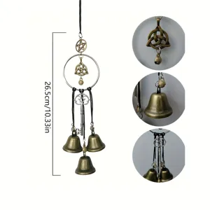 Witch wind chimes door hanging protection wicca bell pentagram amulet home decor ornament