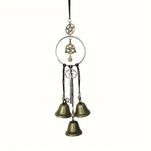 Witch wind chime pagan door hanging protection Wicca bell pentagram amulet home decor