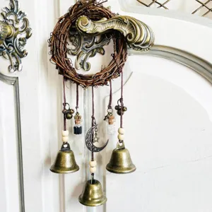 Bohemian Vintage Iron Rattan Ring Bell Wall Hanging Door Handle Decoration Blessing Wind Chime Home Decor