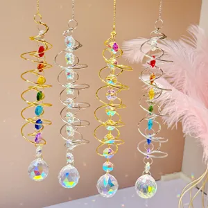 3D Spiraal Wind Spinner Zonnevanger Kristallen Bal Hangende Regenboog Maker Venster Decor