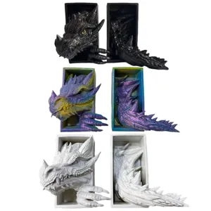 Harz 3D Drache Buchstützen Tischdeko Regal Ornament kreative Skulptur Heim Dekoration