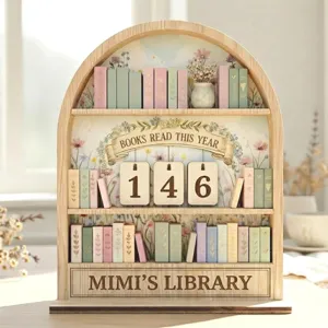 Contatore di lettura in legno per libreria, grazioso soprammobile per gli amanti dei libri.