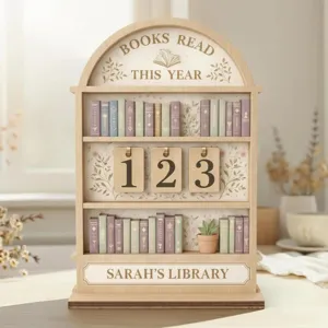 Decorazione per libreria in legno tracker di lettura miniatura scaffale ornamento regalo biblioteca