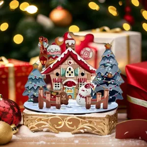 Weihnachten 3D Holzpuzzle Lebkuchenhaus Dekoration Tischornament Feiertag Geschenk festlich