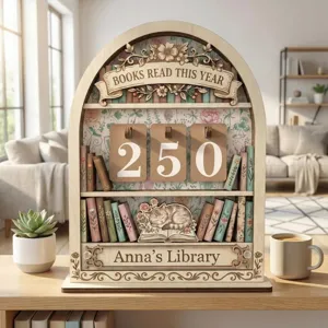 Supporto di lettura in legno decorazione da tavolo per libreria con libri in miniatura.