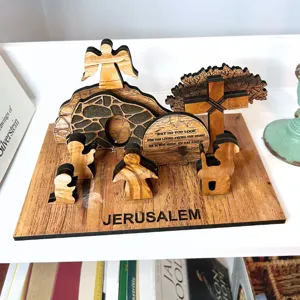 En bois de Pâques Scène de Résurrection Crèche Terre Sainte Figurine Décoration Cadeau