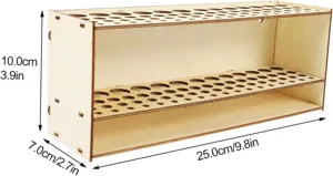 Hölzerner Pinselhalter mit mehreren Löchern und Schreibtisch-Organizer mit exakten Abmessungen.