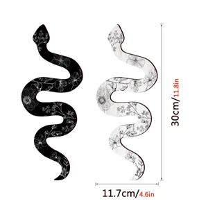 Bohemian wooden snake wall art decor, floral pattern wooden plaque, 30cm home ornament.