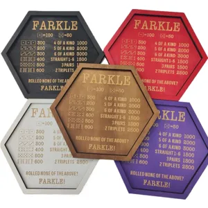 Wooden Farkle Dice Tray Hexagonal Score Board Game Set for Family Party Tabletop Gaming