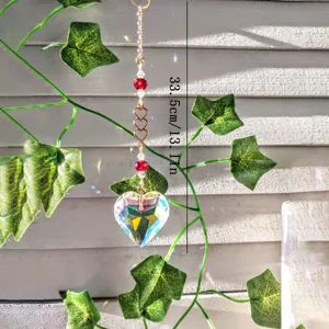 Crystal suncatcher heart hanging ornament iridescent prism window garden home decor 33.5cm