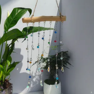 Hangende regenboog kristal zonnevanger met ster en maan hangers voor uw huis en tuin