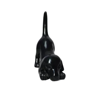 Cute black dachshund resin figurine for home decor, glossy desktop ornament, nice gift.