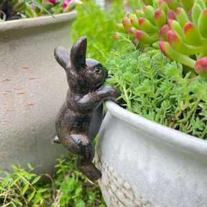 Figurine lapin résine jardin de Pâques suspension pot plante extérieure décoration mignonne