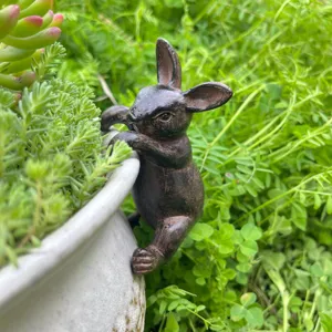 Statue en Résine de Lapin de Pâques Décoration de Jardin Plante Cour Ornement Mignon Animal Pot Cintre Figurine