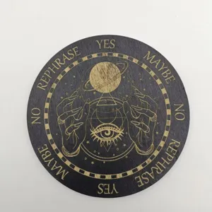 Wooden dowsing board laser engraved mystical altar plate meditation home decor ornament