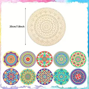 Children DIY wooden mandala painting set unpainted round wooden slice craft toy for creative kids