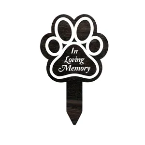 Marcador de Tumba Conmemorativo de Madera Estaca Decorativa para Jardín Patas de Perro Cruz Corazón Placa de Condolencias