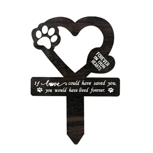 Estaca conmemorativa de madera para mascotas con diseño de huella para decoración de jardín