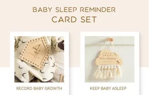 Nordic baby sleep reminder sign and monthly milestone wooden card set for nursery room decor.