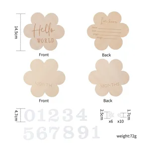 Wooden baby milestone cards newborn monthly growth record board nursery props