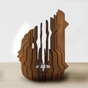 Creative Wooden Lotus Candle Holder Nordic Style Hollow Tea Light Stand Desktop Decorative Ornaments For Home Decor