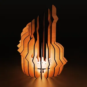 Wooden layered desktop decoration lamp creative artistic tea light candle holder gift for home