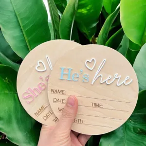 Nouveau-né bois naissance annonce panneau jalon carte bébé chambre pépinière plaque