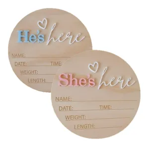 Plaque ronde en bois pour annonce de naissance de bébé jalon de chambre nouveau-né