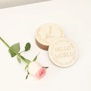 Baby milestone wooden discs monthly growth tracking props newborn photography decoration items