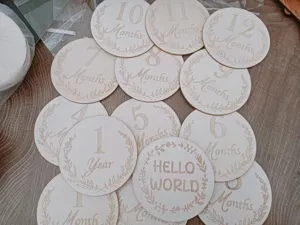 Wooden baby milestone cards monthly growth tracking wooden slices newborn photo props set