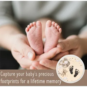Newborn baby footprint keepsake wooden plaque memory gift set for new moms and baby shower.
