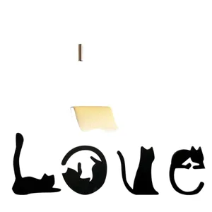 Niedliche schwarze Katze LOVE Silhouette Holzwandkunst, perfekte Heimdekoration.