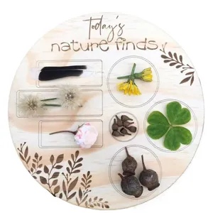 Tablette de collecte nature en bois pour enfants jouet d'exploration en plein air.