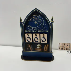 Wooden reading tracker stand tabletop decoration gothic book shelf counter display props