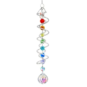 3D Spiraal Windgong Kristallen Bal Zonnevanger Regenboog Maker Hangend Hoofdaanzicht
