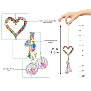Crystal suncatcher detail showing colorful rhinestones, octagonal beads and hanging prism ball.