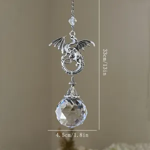 Vintage flying dragon crystal suncatcher pendant for car and home hanging decor 33cm