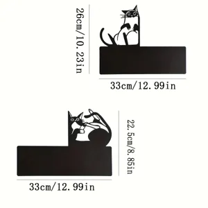 Metal black cat bookends decorative desktop iron craft hollow animal bookshelf decor 33cm