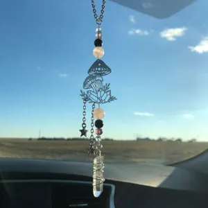 Attrape-soleil cristal champignon en suspension pendentif decoration fenetre pierre naturelle
