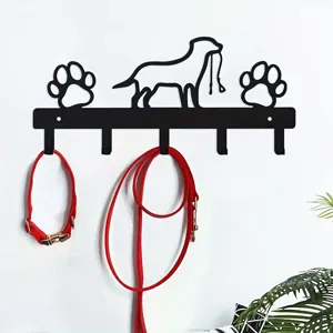 Gancio da Parete in Metallo Nero Cane e Gatto Portachiavi Decorativo per Ingresso Cucina Silhouette di Animali Appendiabiti