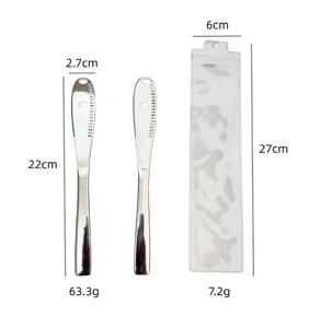 Coltello da burro creativo in acciaio inossidabile 430 con fori e dettagli bordo dentato.