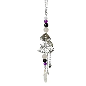 Attrape-soleil champignon en cristal pendentif suspendu pierre naturelle déco