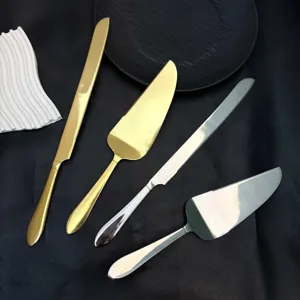 Roestvrijstalen taartmes en schep set in goud en zilver voor professionele keuken tools