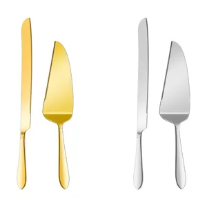 RVS taartmes en schep set in goud en zilver voor dessert bakkerij gereedschap set