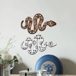 Wooden snake wall art boho home decor for living room bedroom animal wooden plaque